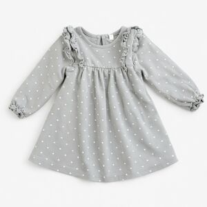 Quincy Mae Neutral Ruffle Dress Cross Print 12-18M